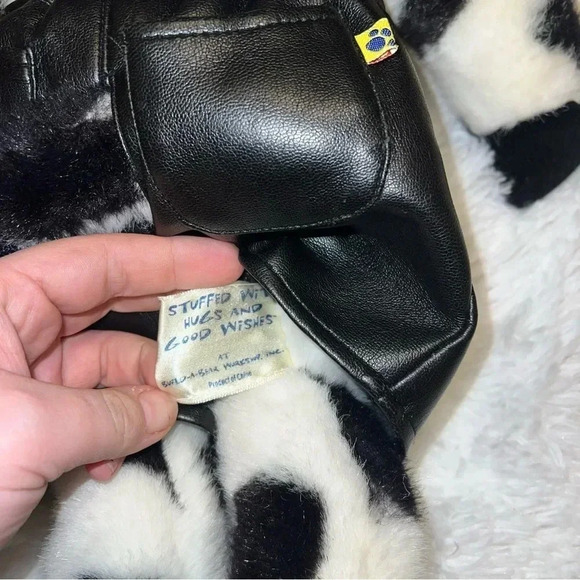 Build a Bear Retired Cow wearing Leather Shorts Stuffed Animal Cow Print - Picture 7 of 7
